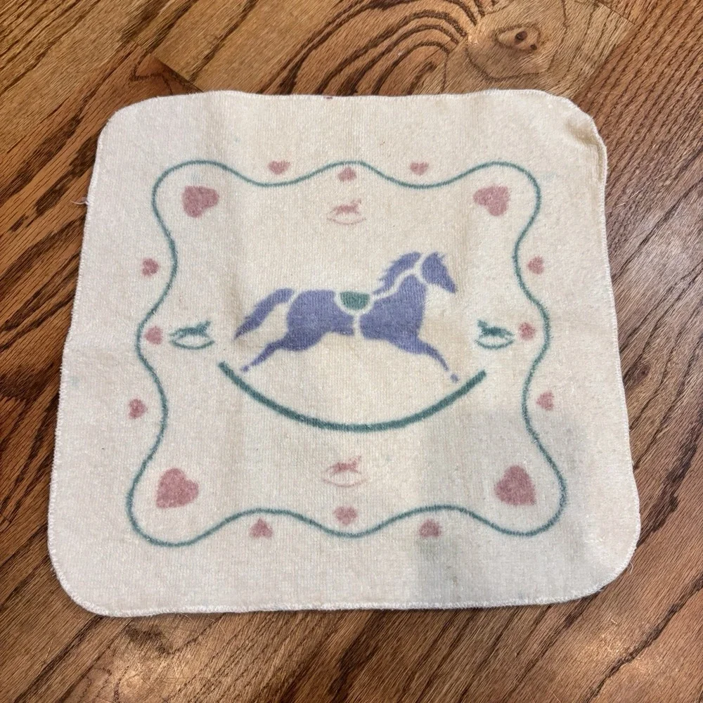 Vintage‎ Fieldcrest Rocking Horse Bath Towel Set 6 Pc 100% Cotton Hearts Pastel